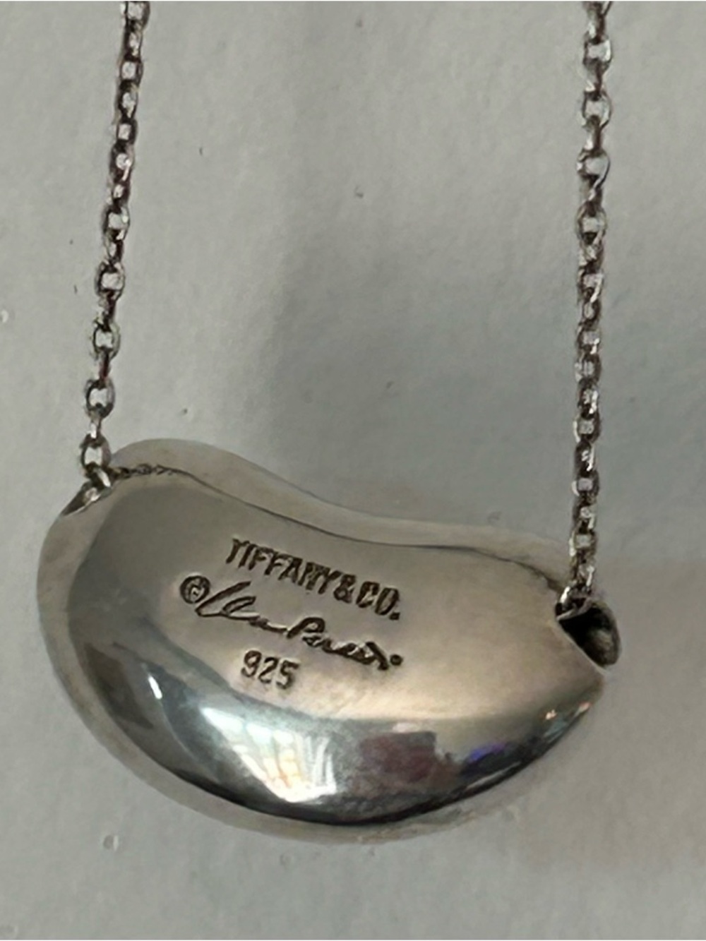 Tiffany & Co. Elsa Peretti Sterling Silver 925 Bean Pendant Necklace -